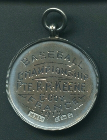 RR Keene Baseball Medal, Rear