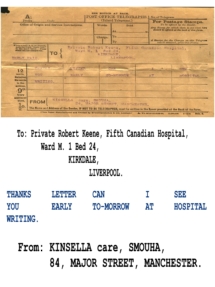 Telegram from James Kinsella to Robert Keene in Hospital.