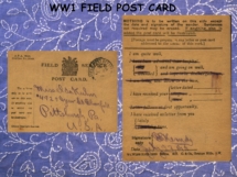 One of the Field Post Cards sent from the Front in WWI