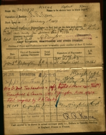 1919 R.R. Keene Paybook, middle page.