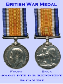 Burt R. Kennedy 58th Canadian War Medal