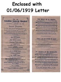 Hospital Program from Jan 4, 1919, enclosed with letter 19190106, BRK