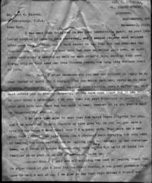 Jim Kinsella letter of Nov 3, 1919, page 1.
