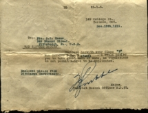 Letter for Class B War Service Badge c74651 to Robert R. Keene Dec 15, 1919.