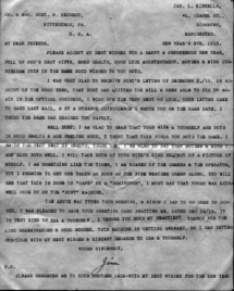 Jim Kinsella letter of New Years Eve 1919
