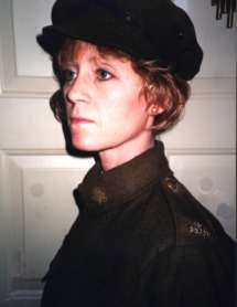 Deanna DiCola in grandad B.R. Kennedy's WWI uniform.