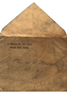 Envelope of 1918 King Letter sent to Ship.