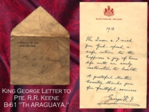 Letter from King sent to RR Keene on ship home in 1918.
