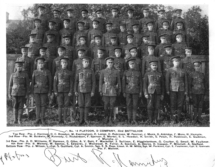 1915, 33rd Battalion, B.R. Kennedy 2nd row from top, 2nd from left.