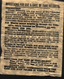 Directions for using a "Tube Helmet", was this a gasmask?